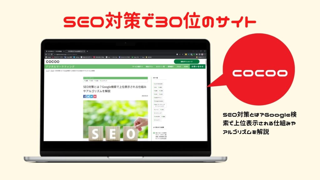 SEO対策で検索して３０位のサイトーCOCOO